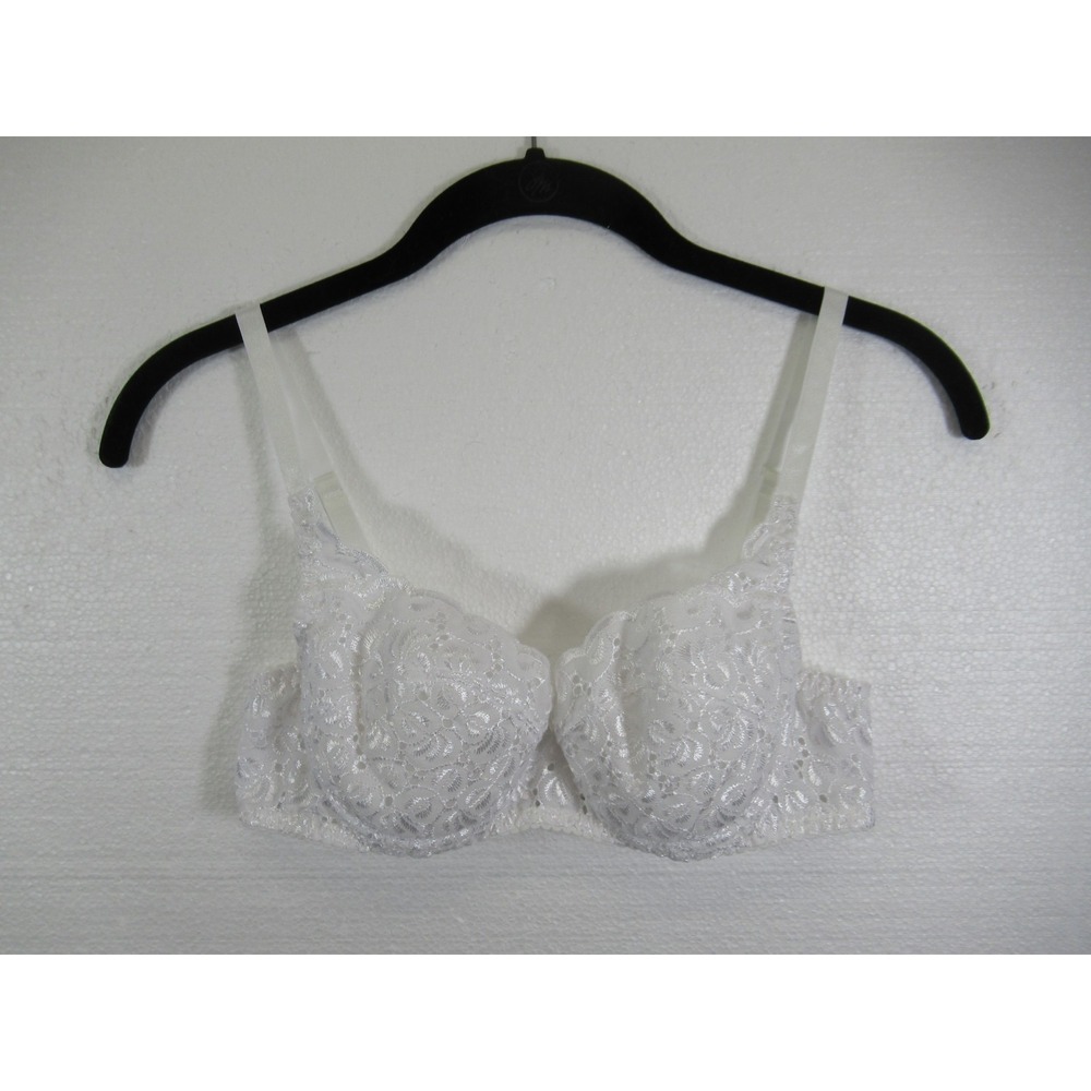 Private Luxuries Embroidered Eyelet Bra 34B White Underwire Padded 3779
